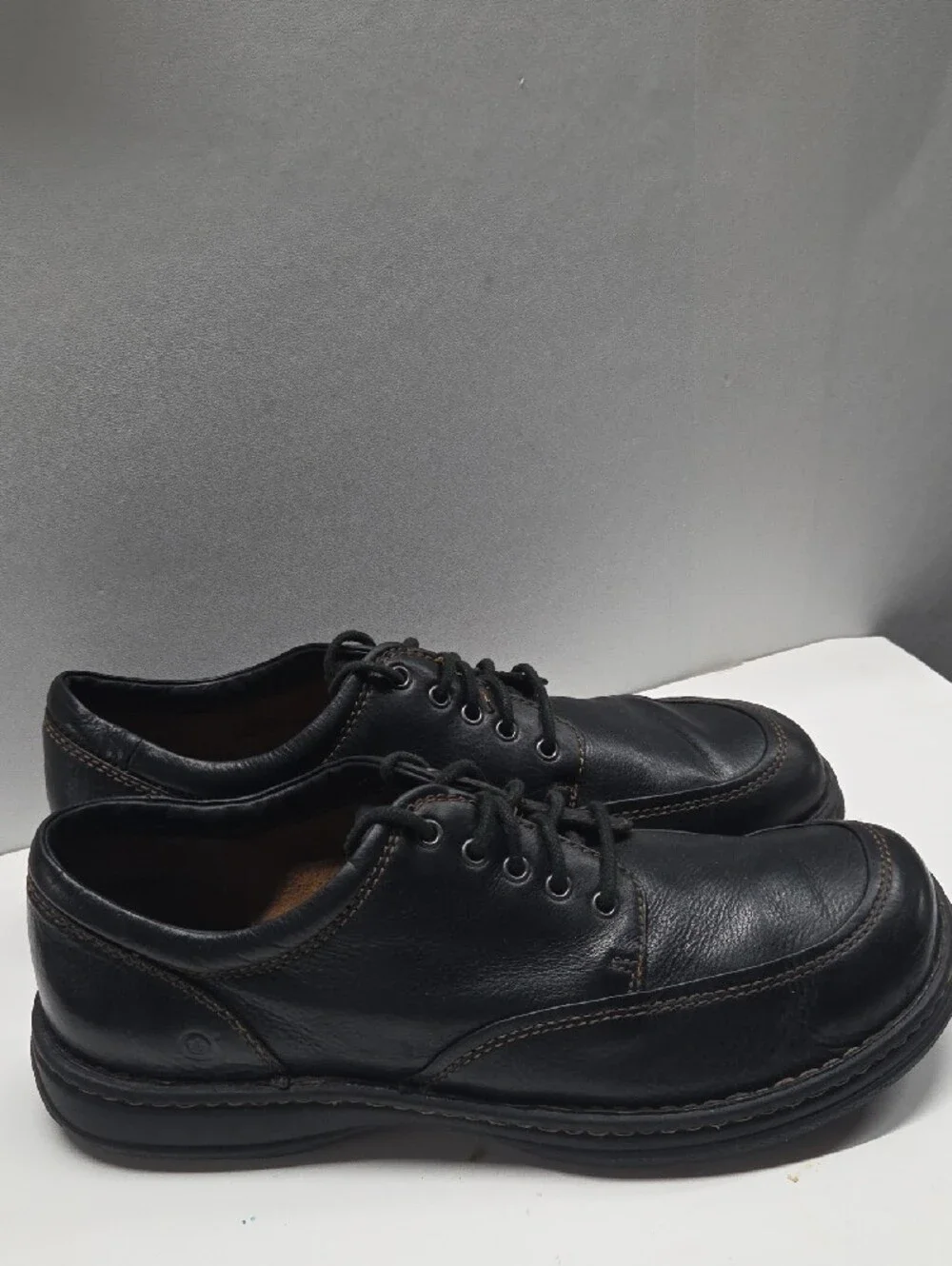 Born Mens Black Leather Lace-Up Derbys Size 12
